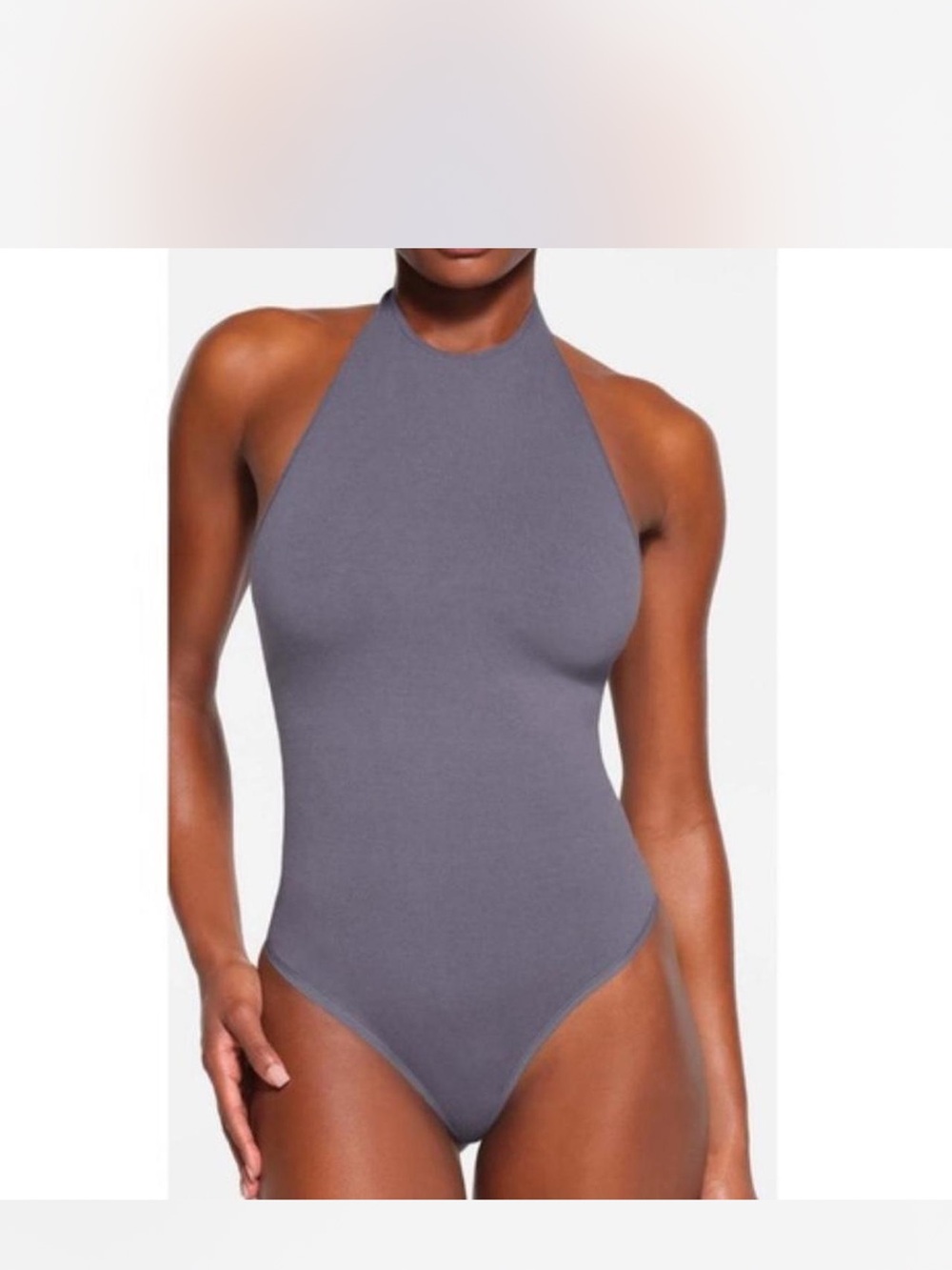 SKIMS Halter Bodysuit in Steel Blue